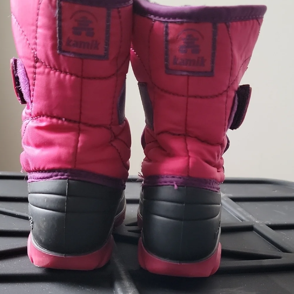 Kamik Vibrant Pink and Purple Snow Boots Size 10 Toddler Girl